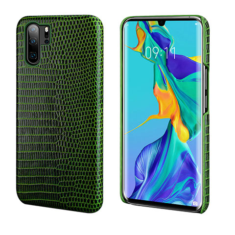 Coque Luxe Cuir Housse Etui P02 pour Huawei P30 Pro Vert