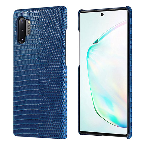 Coque Luxe Cuir Housse Etui P02 pour Samsung Galaxy Note 10 Plus 5G Bleu