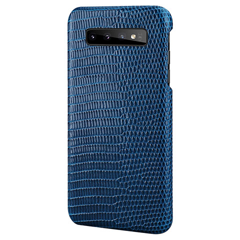 Coque Luxe Cuir Housse Etui P02 pour Samsung Galaxy S10 5G Bleu