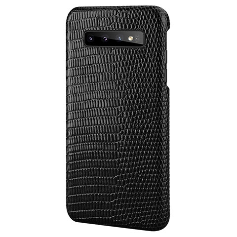 Coque Luxe Cuir Housse Etui P02 pour Samsung Galaxy S10 Plus Noir