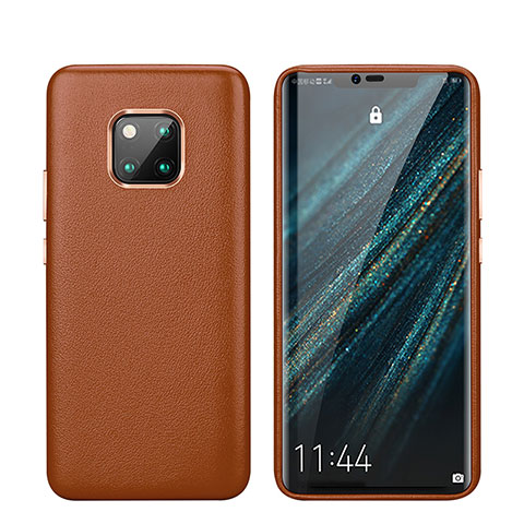 Coque Luxe Cuir Housse Etui P03 pour Huawei Mate 20 Pro Marron