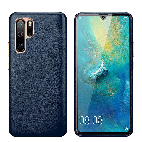 Coque Luxe Cuir Housse Etui P03 pour Huawei P30 Pro Bleu