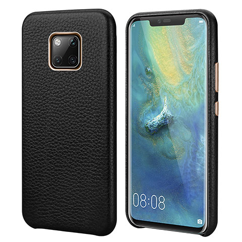 Coque Luxe Cuir Housse Etui P04 pour Huawei Mate 20 Pro Noir