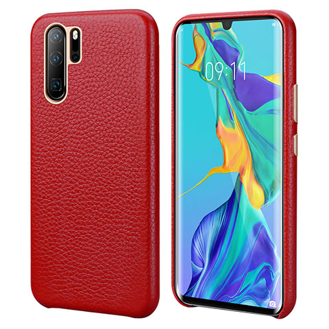 Coque Luxe Cuir Housse Etui P04 pour Huawei P30 Pro Rouge