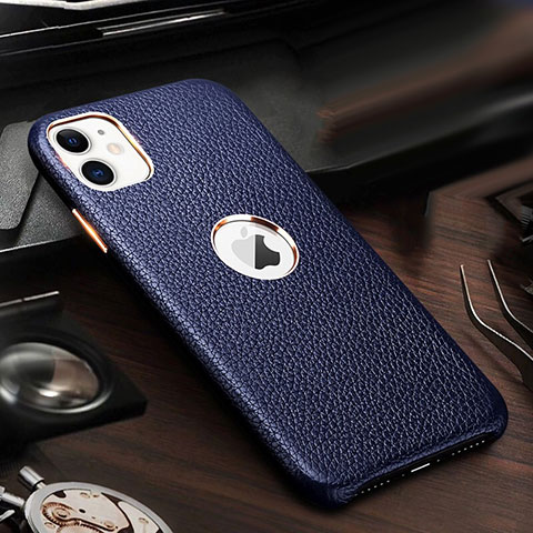 Coque Luxe Cuir Housse Etui pour Apple iPhone 11 Bleu