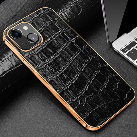 Coque Luxe Cuir Housse Etui pour Apple iPhone 13 Noir