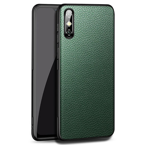 Coque Luxe Cuir Housse Etui pour Huawei Enjoy 10e Vert