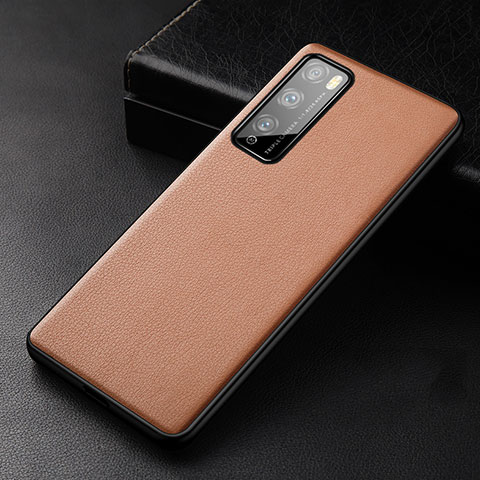 Coque Luxe Cuir Housse Etui pour Huawei Enjoy 20 Pro 5G Orange