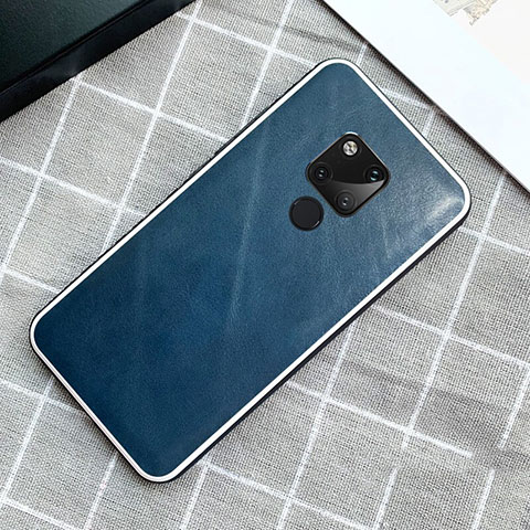 Coque Luxe Cuir Housse Etui pour Huawei Mate 20 Bleu