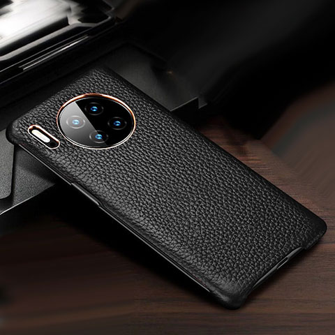 Coque Luxe Cuir Housse Etui pour Huawei Mate 30 Noir