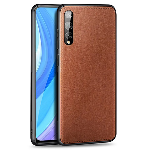 Coque Luxe Cuir Housse Etui pour Huawei P smart S Marron