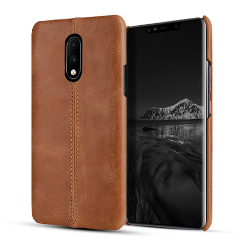 Coque Luxe Cuir Housse Etui pour OnePlus 7 Orange