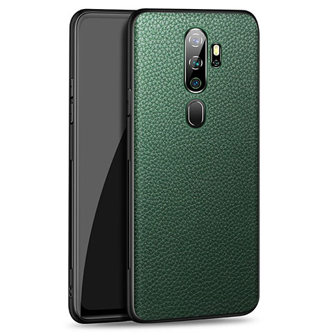 Coque Luxe Cuir Housse Etui pour Oppo A11 Vert