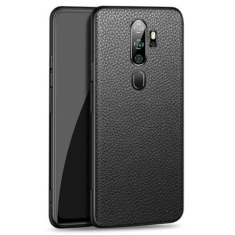 Coque Luxe Cuir Housse Etui pour Oppo A5 (2020) Noir