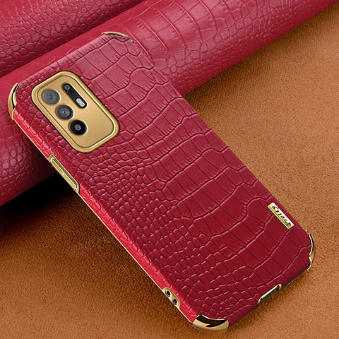 Coque Luxe Cuir Housse Etui pour Oppo A95 5G Rouge