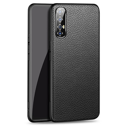 Coque Luxe Cuir Housse Etui pour Oppo Reno3 Pro Noir