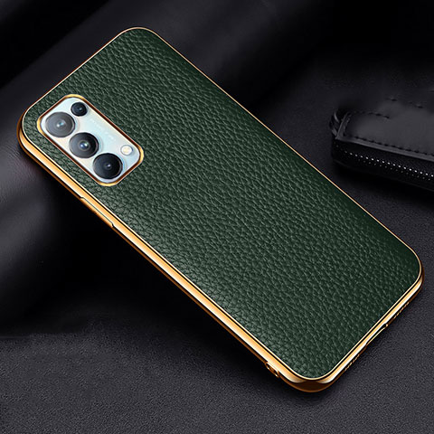 Coque Luxe Cuir Housse Etui pour Oppo Reno5 5G Vert