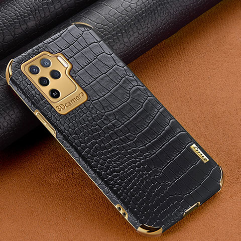 Coque Luxe Cuir Housse Etui pour Oppo Reno5 F Noir