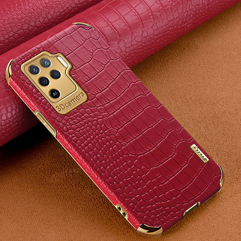 Coque Luxe Cuir Housse Etui pour Oppo Reno5 F Rouge