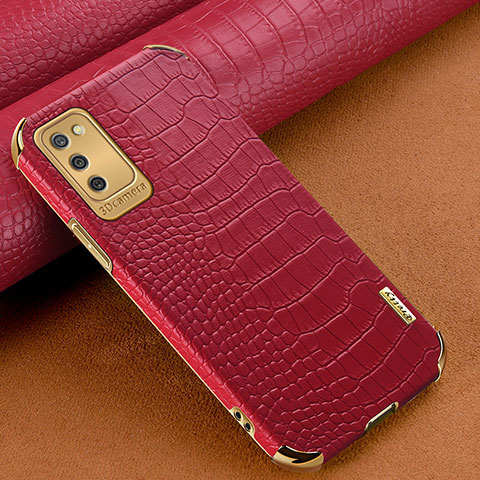 Coque Luxe Cuir Housse Etui pour Samsung Galaxy A03s Rouge