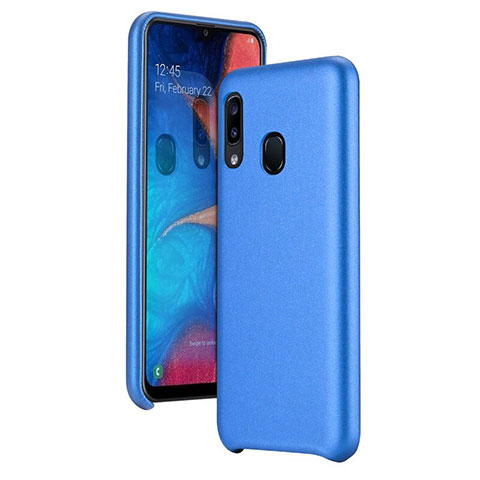 Coque Luxe Cuir Housse Etui pour Samsung Galaxy A20e Bleu