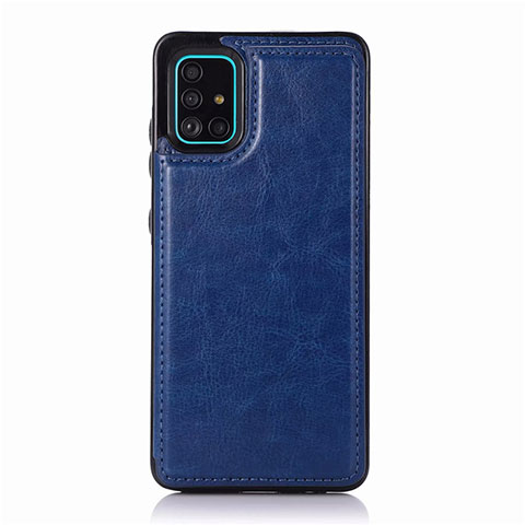 Coque Luxe Cuir Housse Etui pour Samsung Galaxy A51 5G Bleu