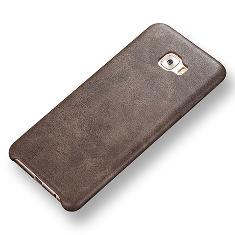 Coque Luxe Cuir Housse Etui pour Samsung Galaxy C7 Pro C7010 Marron