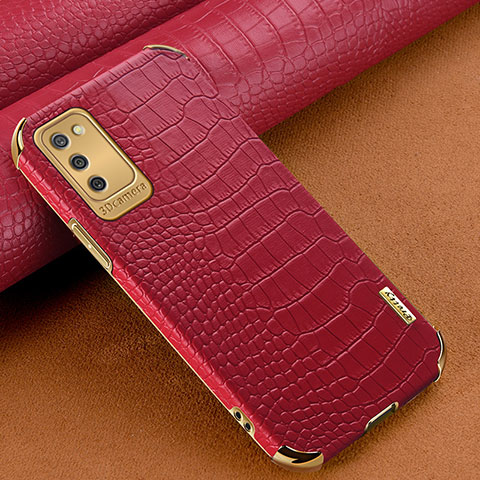 Coque Luxe Cuir Housse Etui pour Samsung Galaxy F02S SM-E025F Rouge