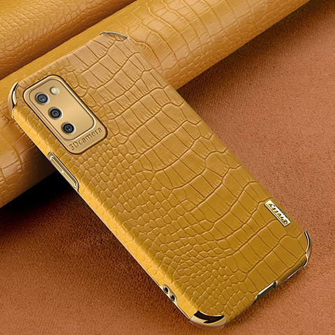 Coque Luxe Cuir Housse Etui pour Samsung Galaxy M02s Jaune