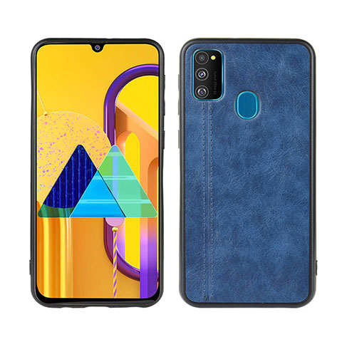 Coque Luxe Cuir Housse Etui pour Samsung Galaxy M30s Bleu