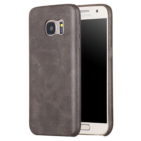 Coque Luxe Cuir Housse Etui pour Samsung Galaxy S7 G930F G930FD Marron