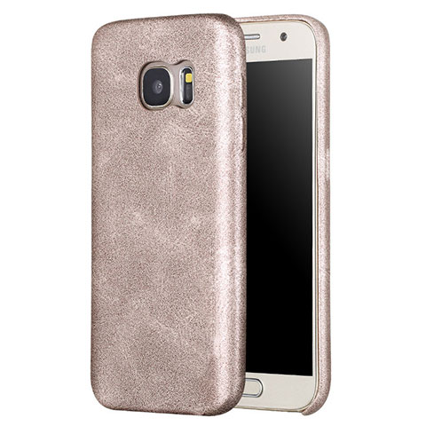 Coque Luxe Cuir Housse Etui pour Samsung Galaxy S7 G930F G930FD Or