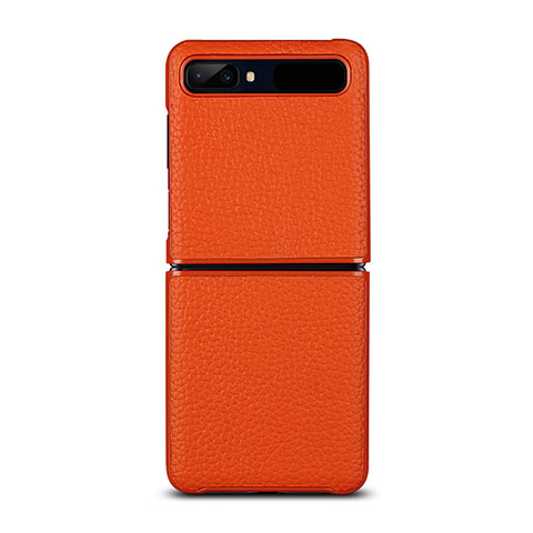 Coque Luxe Cuir Housse Etui pour Samsung Galaxy Z Flip 5G Orange