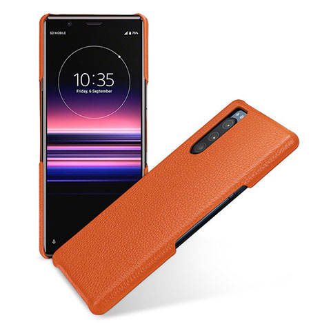 Coque Luxe Cuir Housse Etui pour Sony Xperia 5 Orange