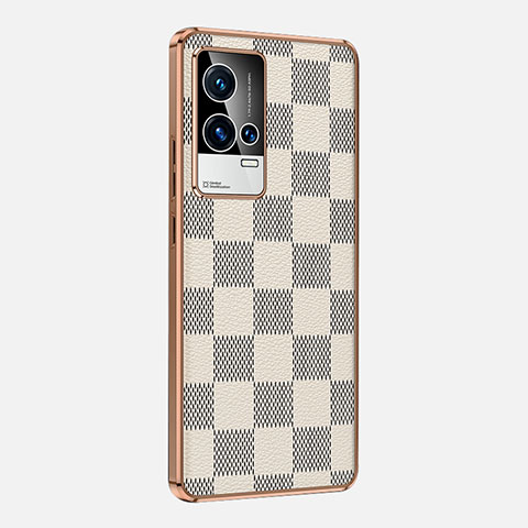 Coque Luxe Cuir Housse Etui pour Vivo iQOO 8 Pro 5G Blanc