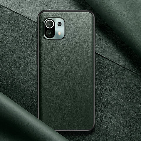 Coque Luxe Cuir Housse Etui pour Xiaomi Mi 11 5G Vert Nuit