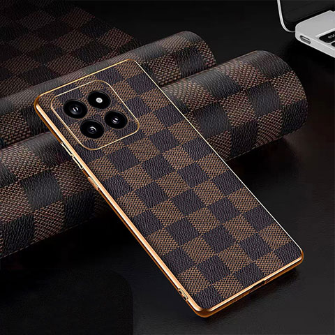 Coque Luxe Cuir Housse Etui pour Xiaomi Mi 14 Pro 5G Marron