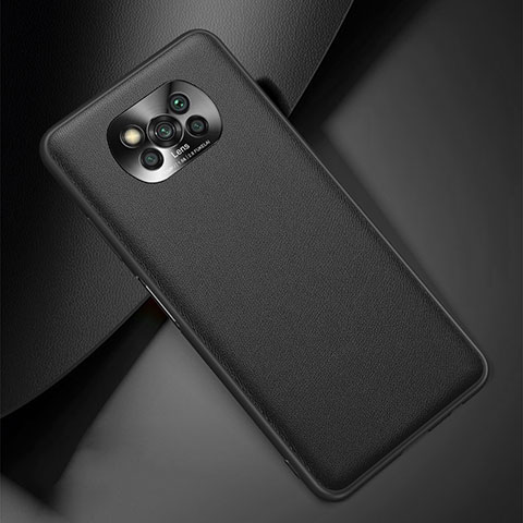 Coque Luxe Cuir Housse Etui pour Xiaomi Poco X3 Noir