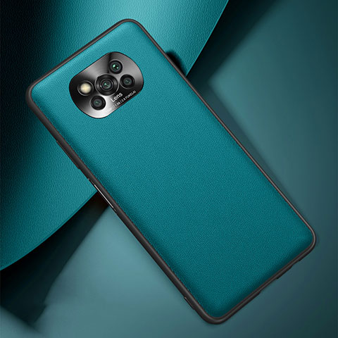 Coque Luxe Cuir Housse Etui pour Xiaomi Poco X3 Pro Cyan