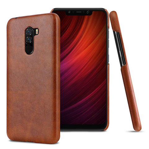 Coque Luxe Cuir Housse Etui pour Xiaomi Pocophone F1 Marron