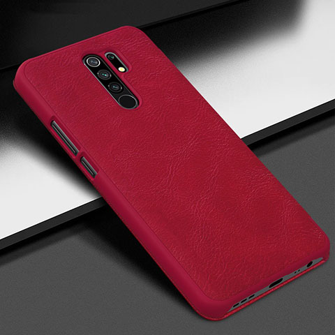 Coque Luxe Cuir Housse Etui pour Xiaomi Redmi 9 Prime India Rouge