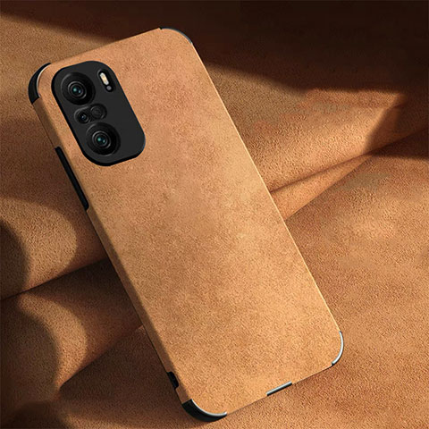 Coque Luxe Cuir Housse Etui pour Xiaomi Redmi K40 5G Marron