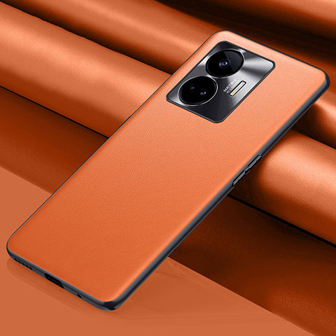 Coque Luxe Cuir Housse Etui QK1 pour Realme GT5 5G Orange