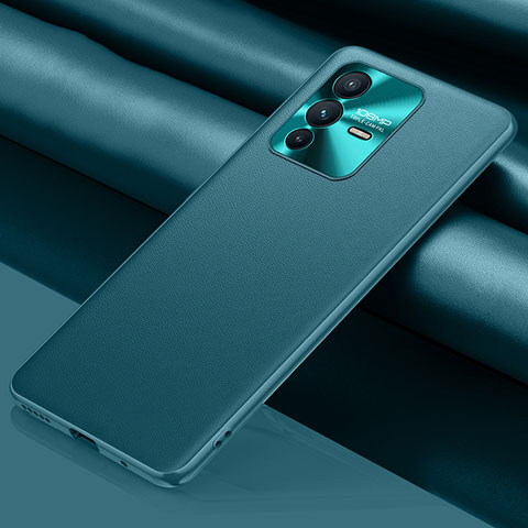 Coque Luxe Cuir Housse Etui QK1 pour Vivo V23 5G Cyan