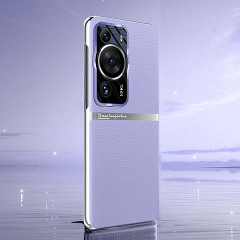Coque Luxe Cuir Housse Etui QK2 pour Huawei P60 Violet