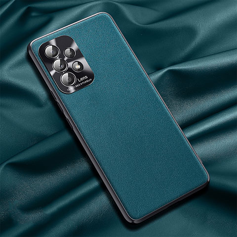 Coque Luxe Cuir Housse Etui QK2 pour Samsung Galaxy M32 5G Cyan