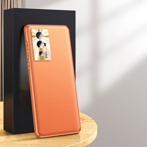 Coque Luxe Cuir Housse Etui QK2 pour Xiaomi Redmi K60 Pro 5G Orange