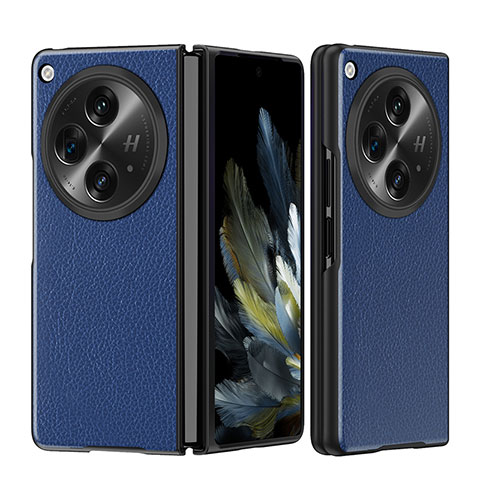 Coque Luxe Cuir Housse Etui QK3 pour OnePlus Open 5G Bleu