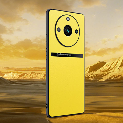 Coque Luxe Cuir Housse Etui QK4 pour Realme 11 Pro 5G Jaune