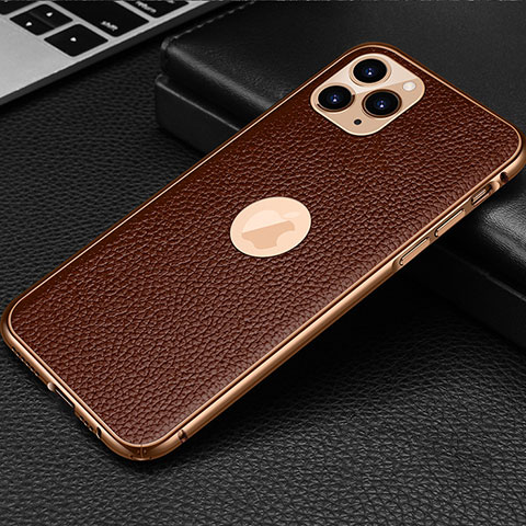 Coque Luxe Cuir Housse Etui R01 pour Apple iPhone 11 Pro Max Marron